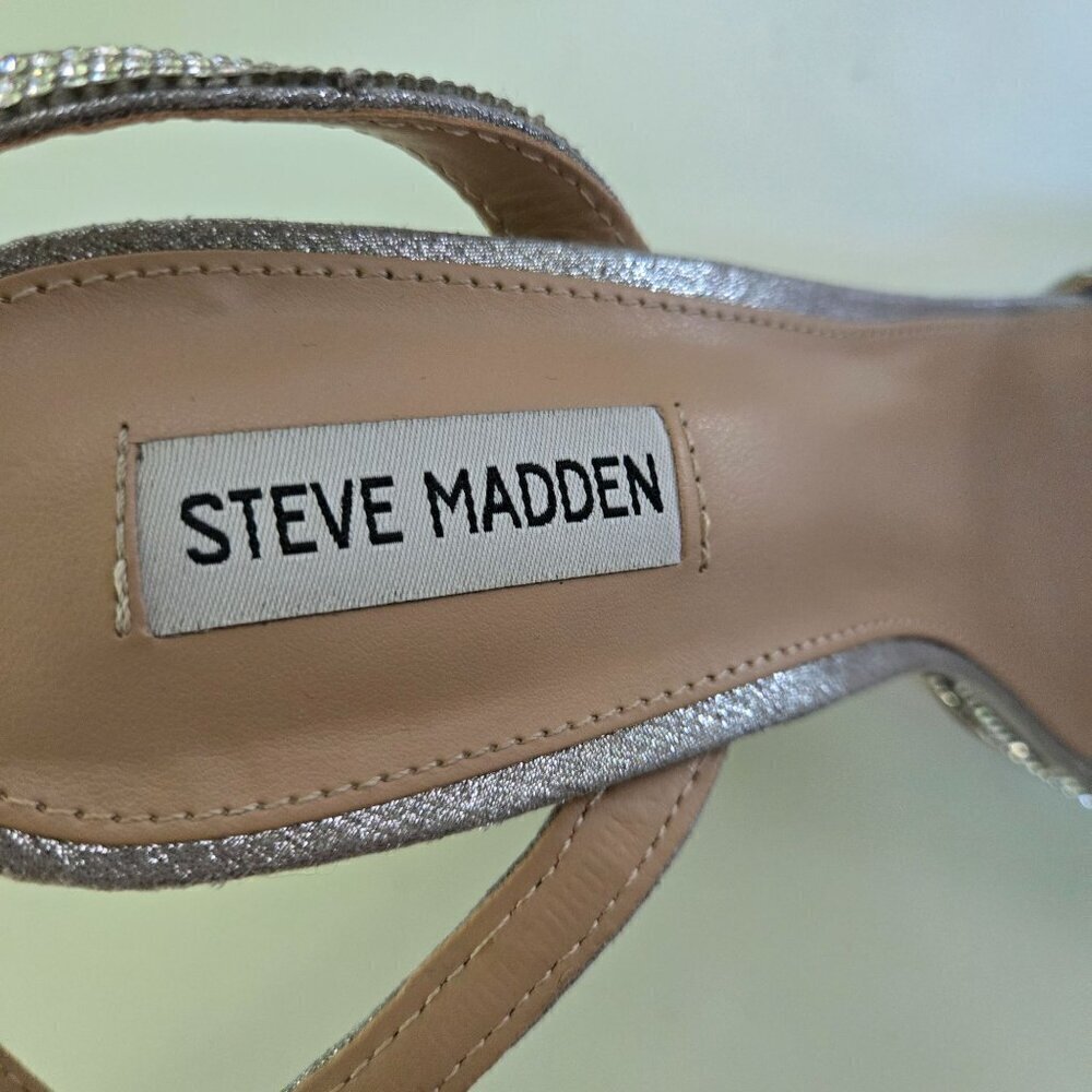 Steve Madden Lessa Platform Sandal Rhinestone Strappy Block Heel Size 10M - Picture 7 of 9